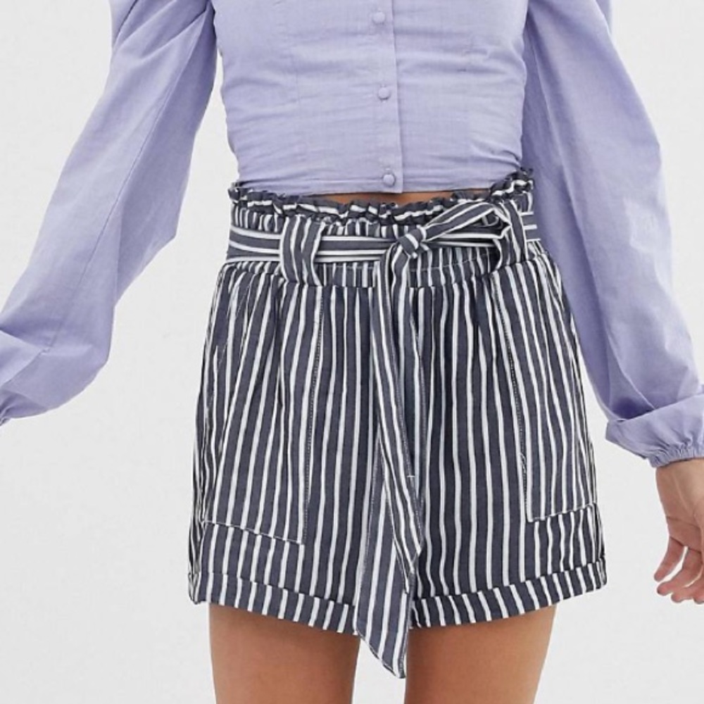 Striped paperbag waist shorts - NWT